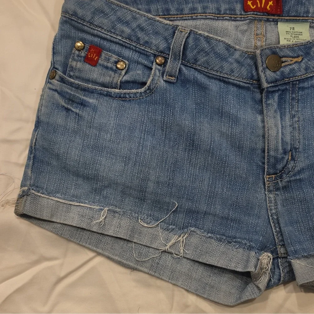 tilt Girls Blue Denim Shorts Size 7 Regular Fit Button Closure Pockets #99